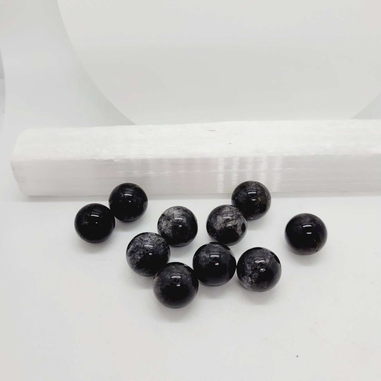 Black Tourmaline in Quartz Extra Small Crystal Spheres