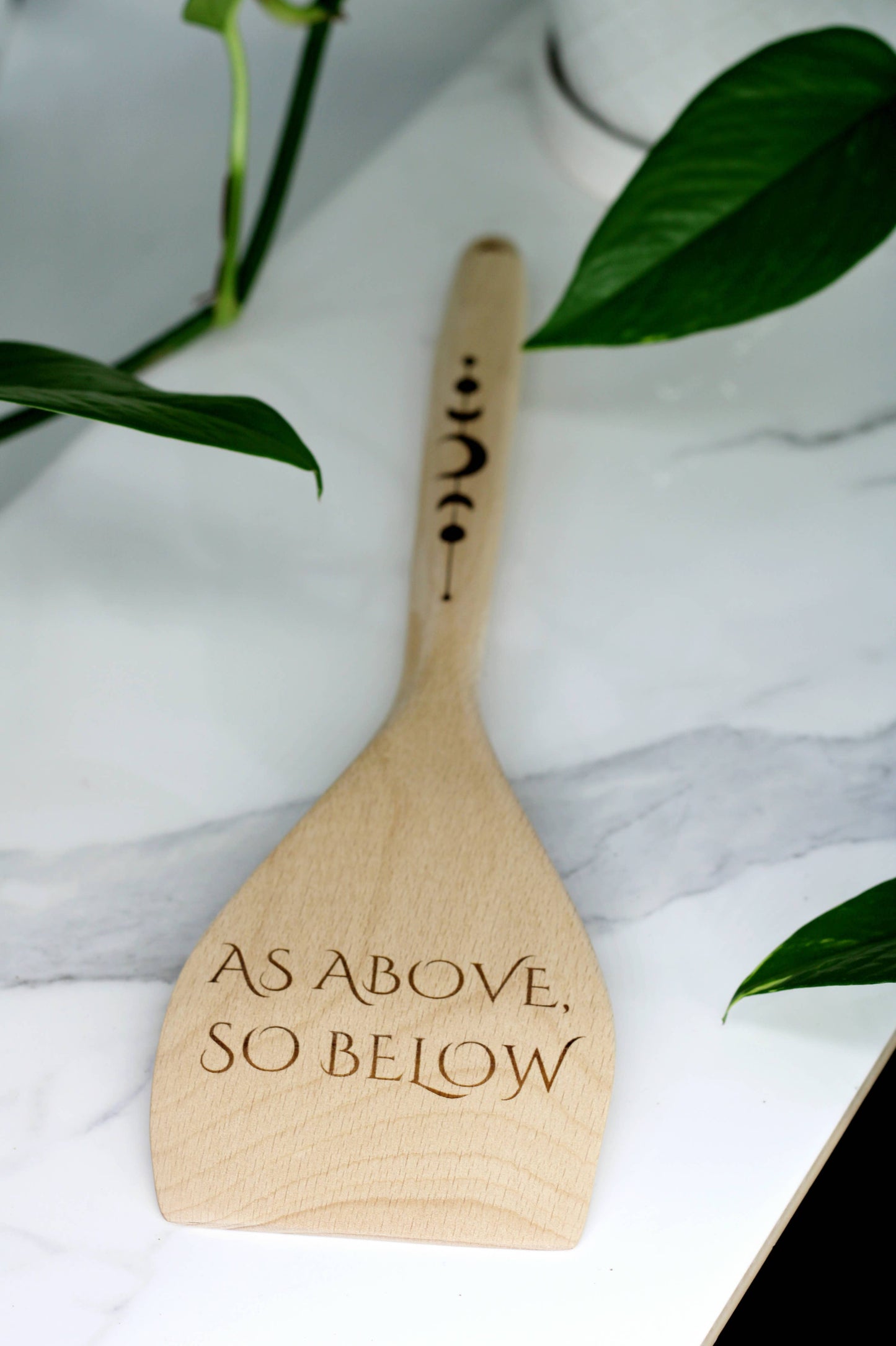 As above, so below Engraved Wooden Spatula