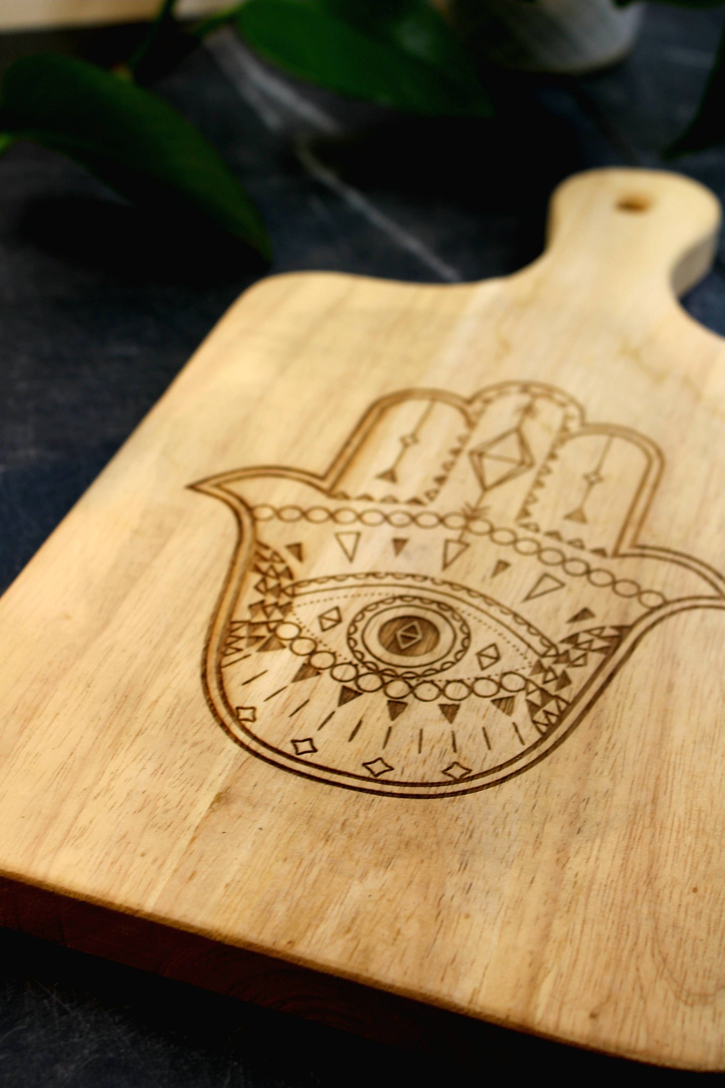 13" Hamsa Hand engraved charcuterie cutting board