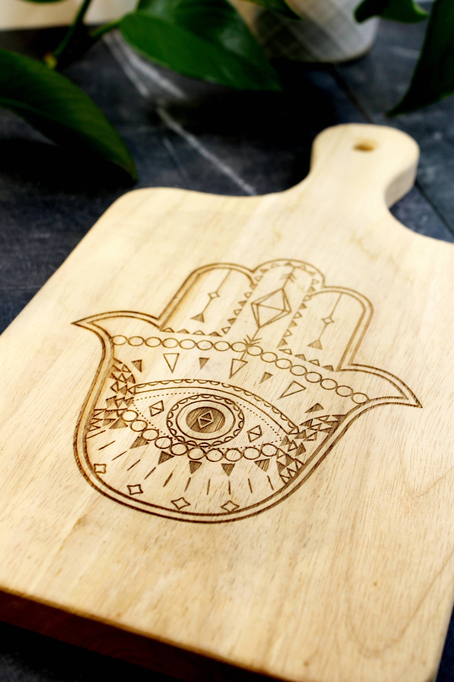 13" Hamsa Hand engraved charcuterie cutting board