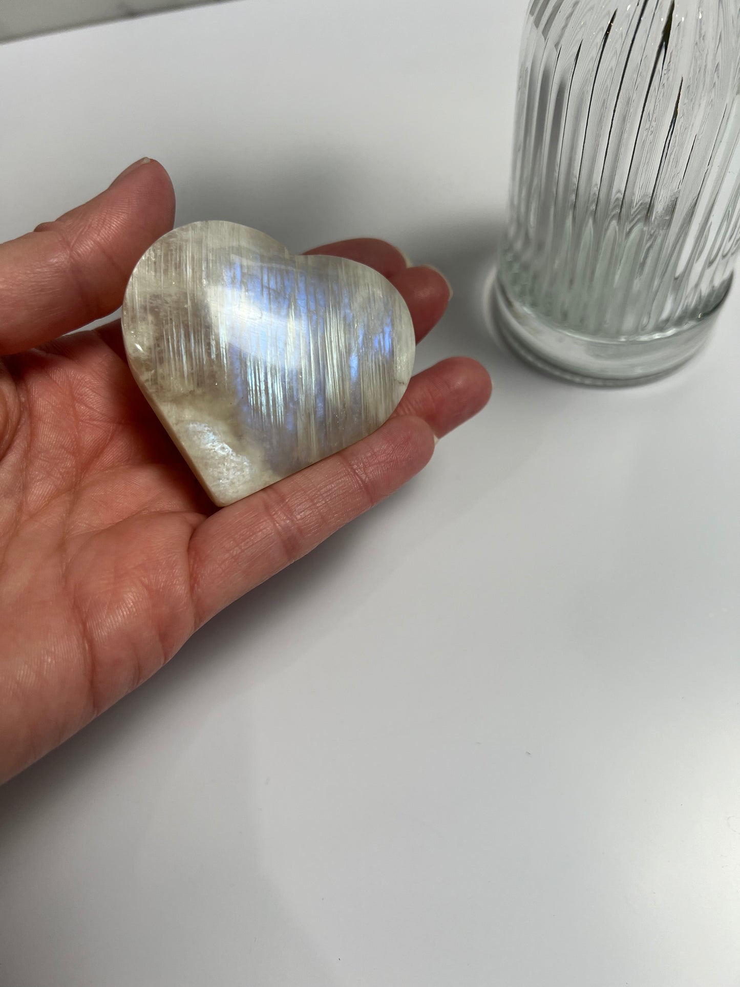 Large Natural Moonstone Heart Healing Energy Crystal