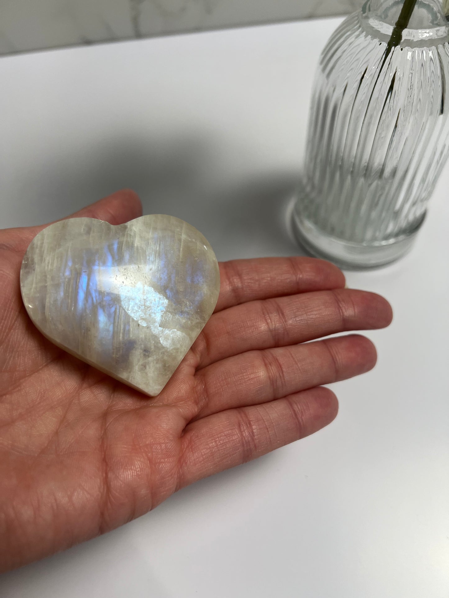 Large Natural Moonstone Heart Healing Energy Crystal