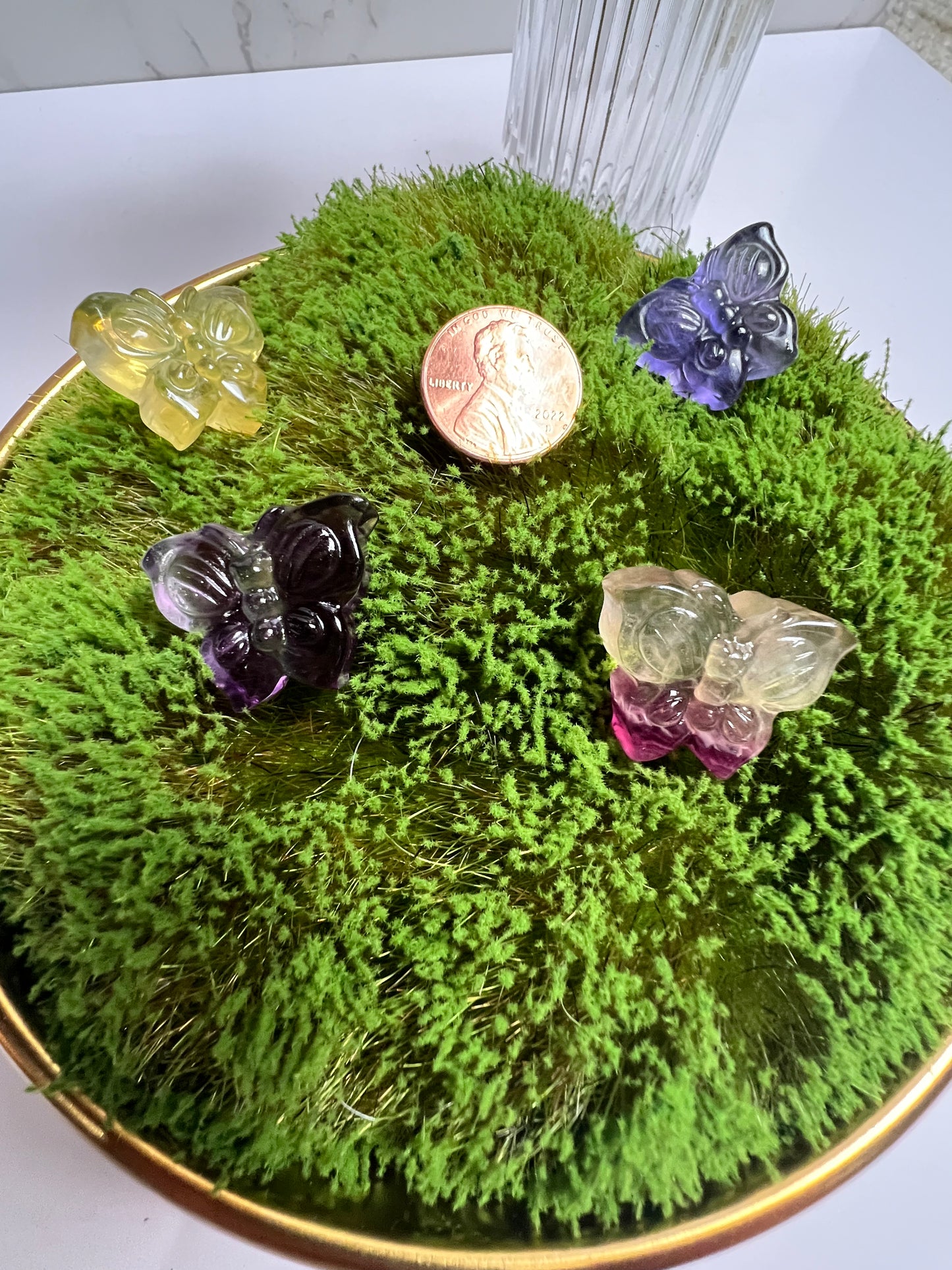 1” Natural Candy Fluorite Butterfly Carving