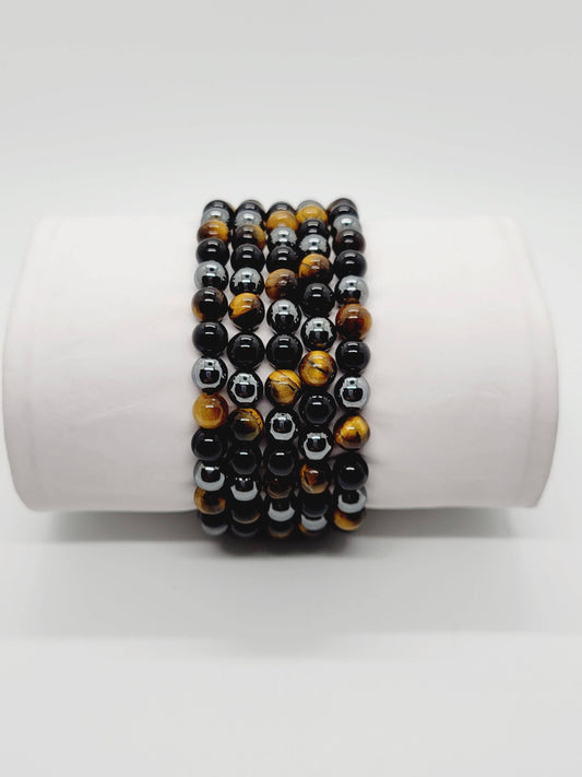Tigers Eye Hematite Obsidian Semi Precious Stone Bracelets