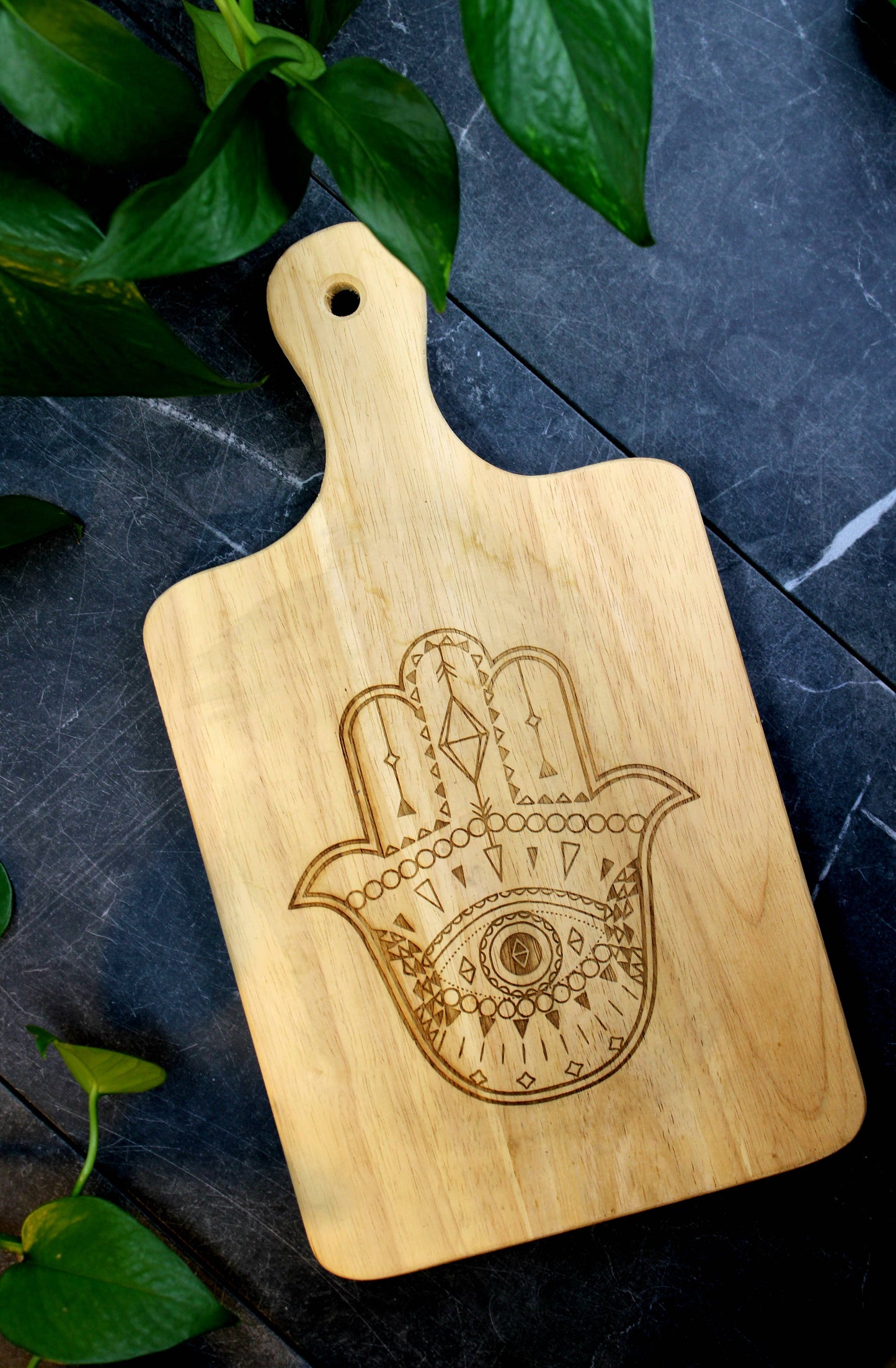 13" Hamsa Hand engraved charcuterie cutting board