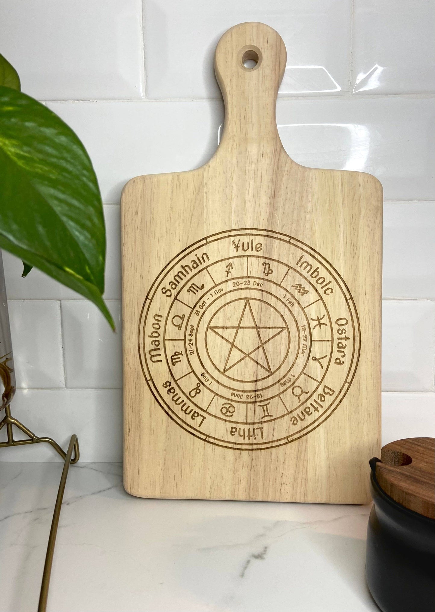 13" Wheel of the Year Engraved Charcuterie Cutting Board