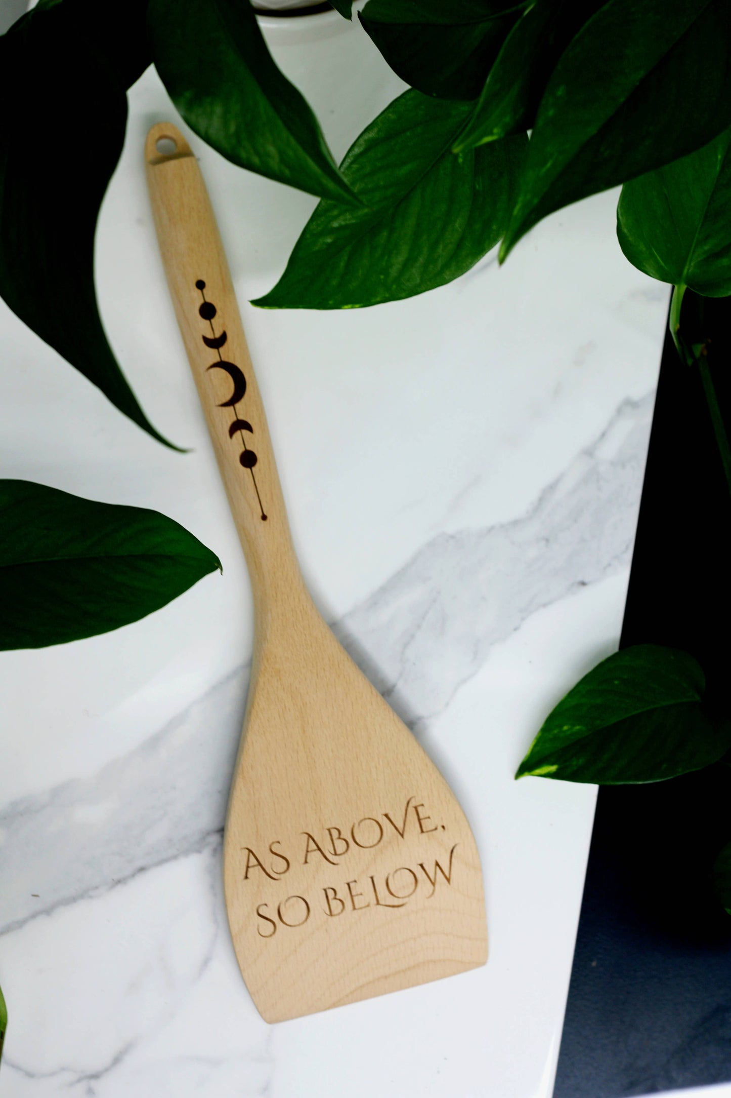 As above, so below Engraved Wooden Spatula