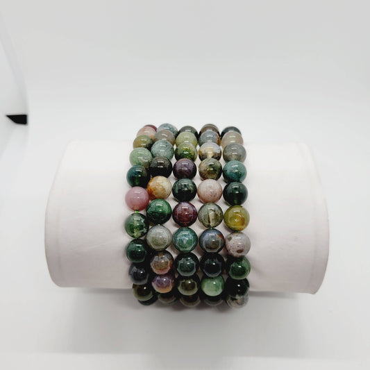 Colorful India Agate Stone Bracelets Semi Precious Stone