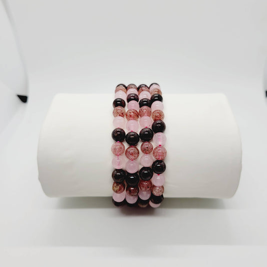 Rose, Strawberry Quartz, Garnet Bracelets Semi Precious