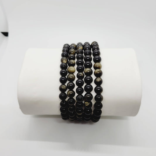 Gold Sheen Obsidian Stone Bracelets Semi Precious Stone